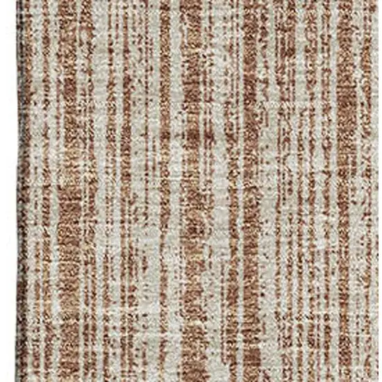 Rust And Beige Striped Washable Area Rug With UV Protection Photo 4