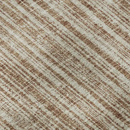 Rust And Beige Striped Washable Area Rug With UV Protection Photo 1