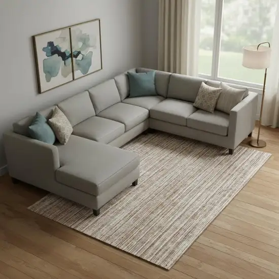 Rust And Beige Striped Washable Area Rug With UV Protection Photo 1