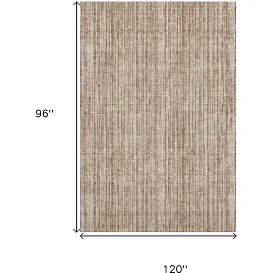 Rust And Beige Striped Washable Area Rug With UV Protection Photo 3