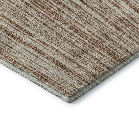 Rust And Beige Striped Washable Area Rug With UV Protection Photo 9