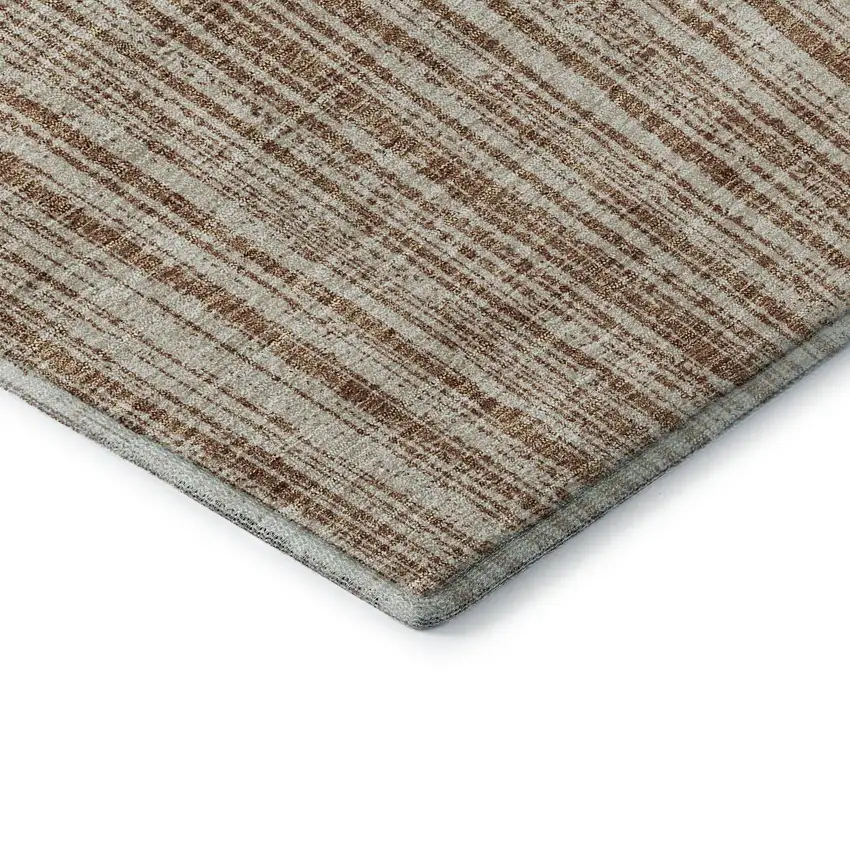 Rust And Beige Striped Washable Area Rug With UV Protection Photo 9