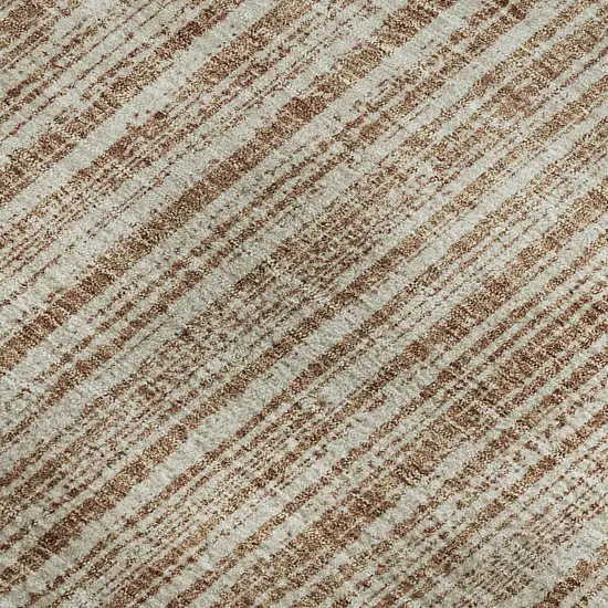 Rust And Beige Striped Washable Area Rug With UV Protection Photo 4
