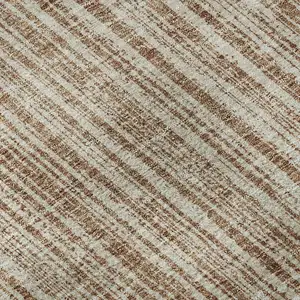 Photo of Rust And Beige Striped Washable Area Rug With UV Protection