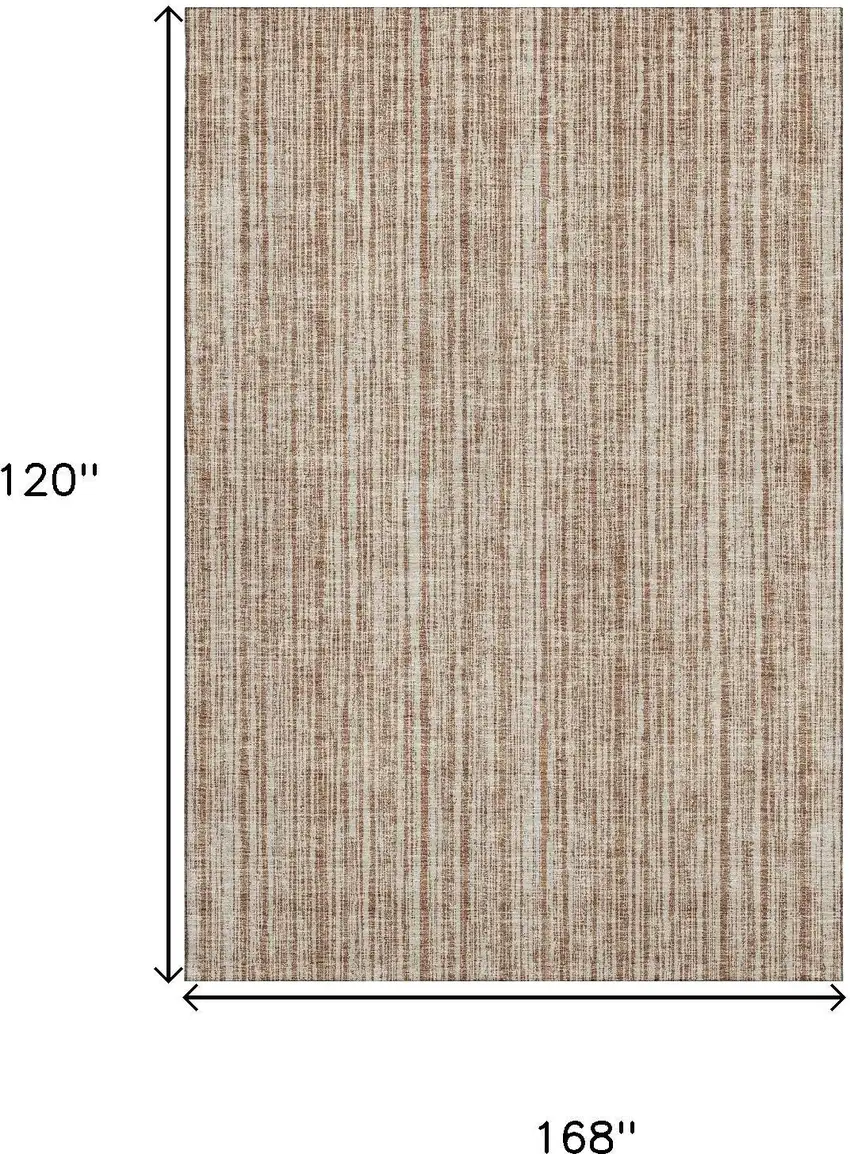 Rust And Beige Striped Washable Area Rug With UV Protection Photo 3