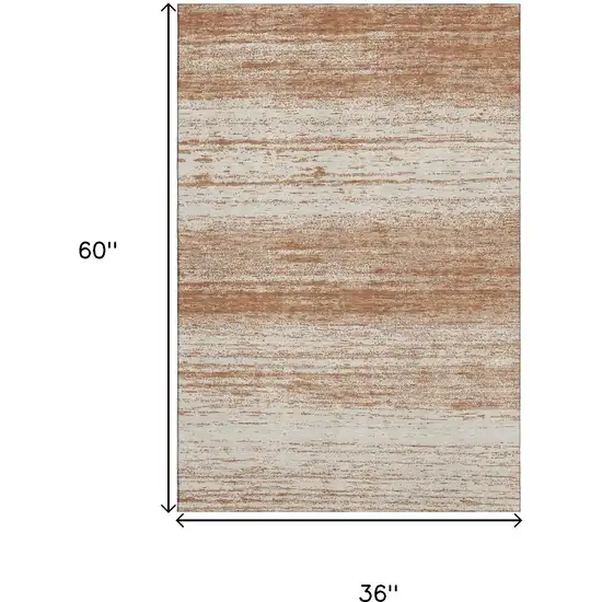 Rust And Beige Striped Washable Area Rug With UV Protection Photo 3