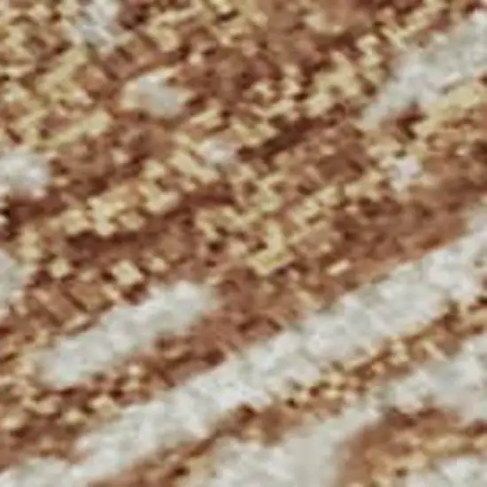 Rust And Beige Striped Washable Area Rug With UV Protection Photo 3