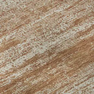 Photo of Rust And Beige Striped Washable Area Rug With UV Protection