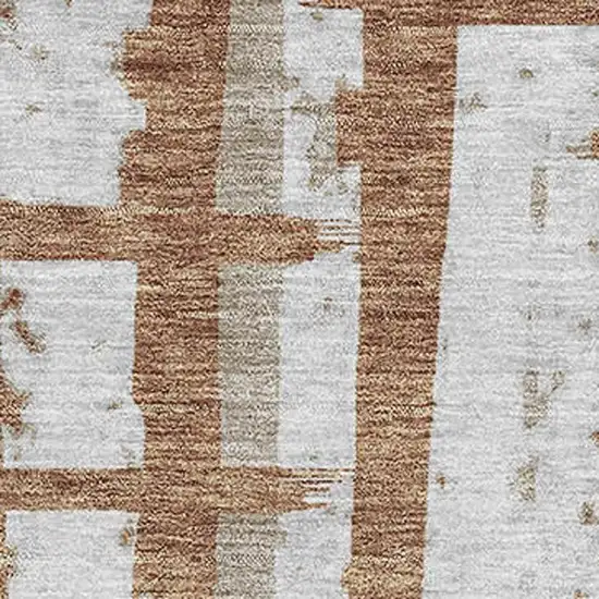 Rust And Beige Striped Washable Area Rug With UV Protection Photo 3