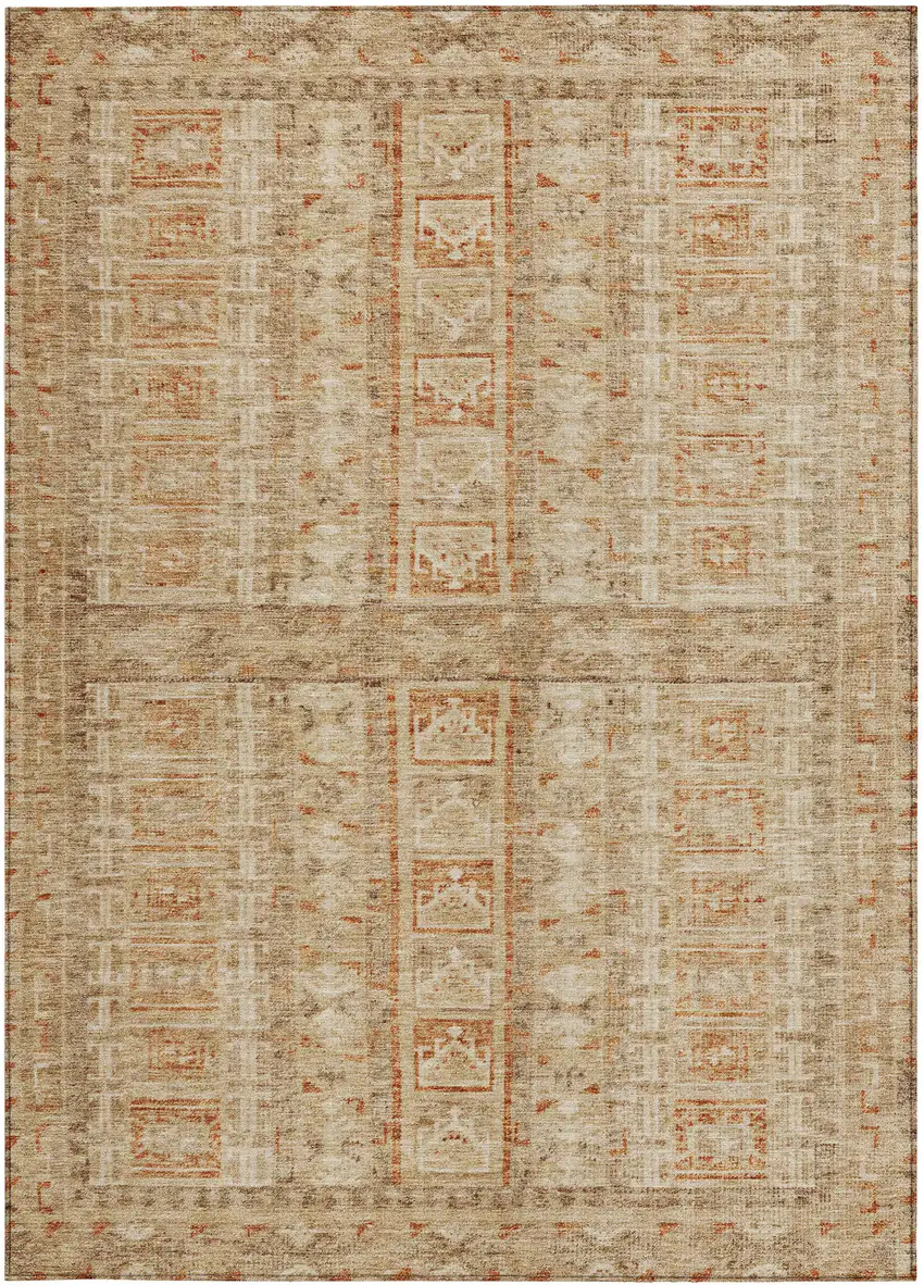 Rust And Beige Striped Washable Indoor Outdoor Area Rug Photo 3