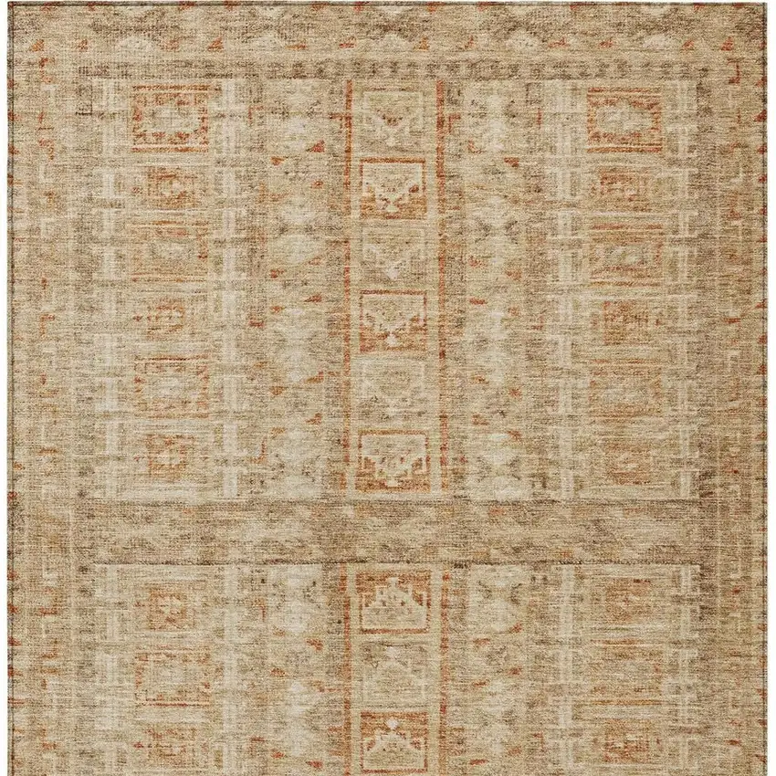 Rust And Beige Striped Washable Indoor Outdoor Area Rug Photo 3