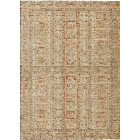Rust And Beige Striped Washable Indoor Outdoor Area Rug Photo 3