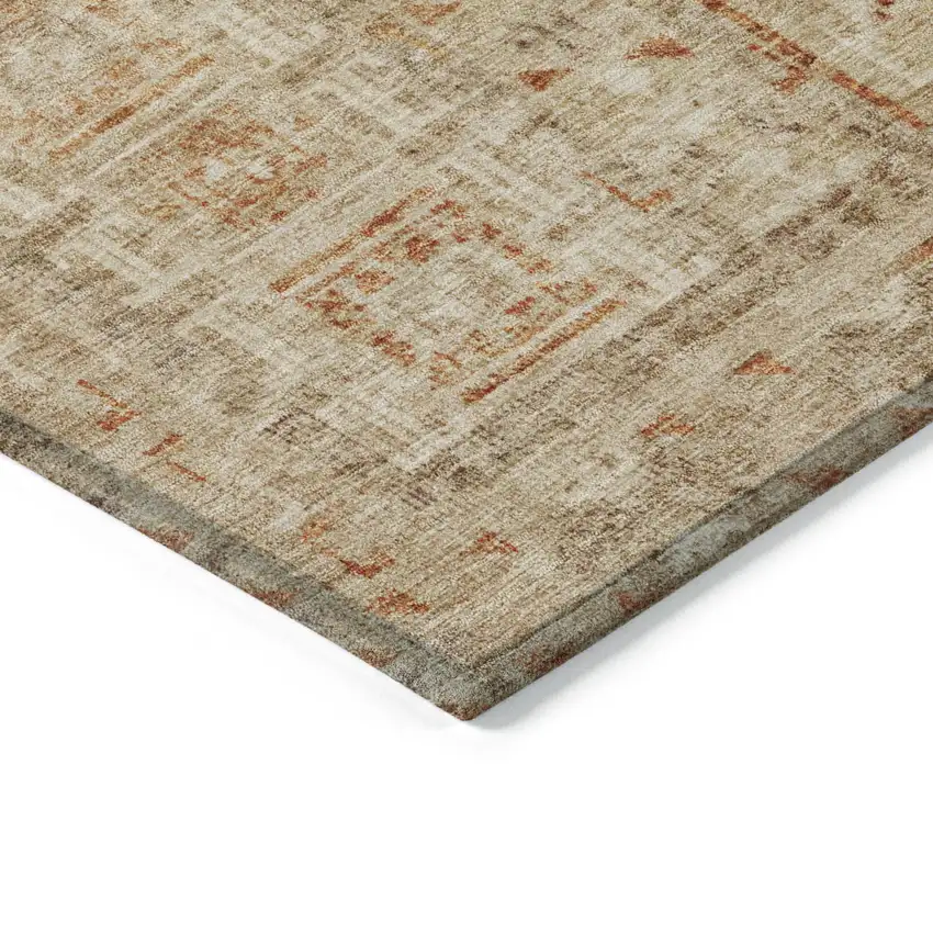 Rust And Beige Striped Washable Indoor Outdoor Area Rug Photo 4
