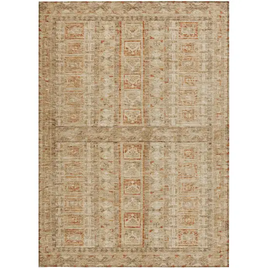 Rust And Beige Striped Washable Indoor Outdoor Area Rug Photo 1