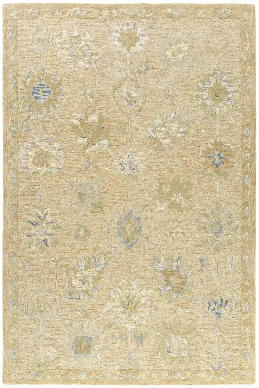 Rust And Beige Wool Medallion Hand Tufted Square Rug Photo 2