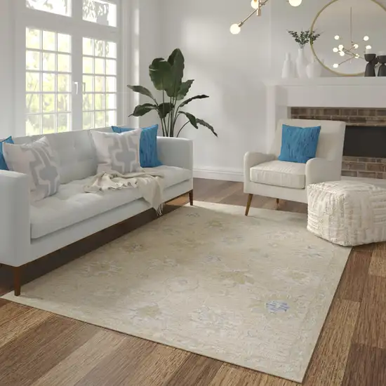 Rust And Beige Wool Medallion Hand Tufted Square Rug Photo 6