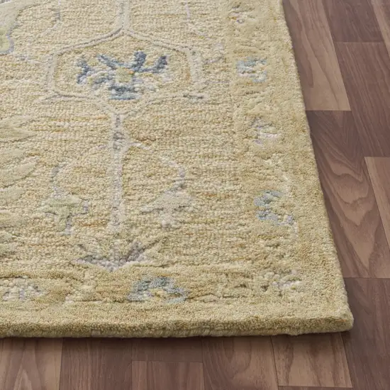 Rust And Beige Wool Medallion Hand Tufted Square Rug Photo 9