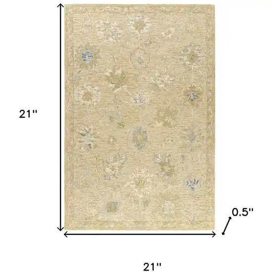 Rust And Beige Wool Medallion Hand Tufted Square Rug Photo 3