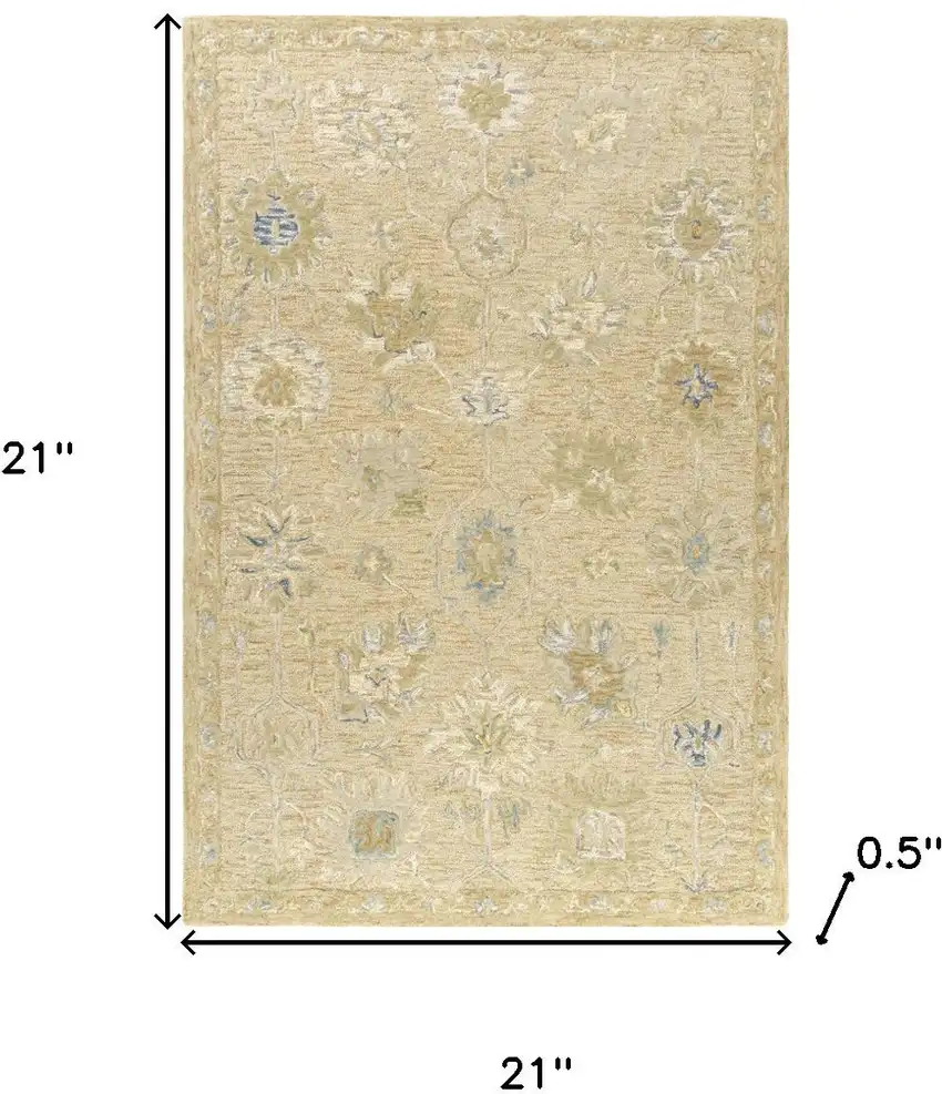 Rust And Beige Wool Medallion Hand Tufted Square Rug Photo 3