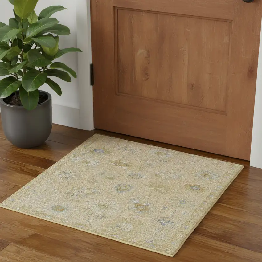 Rust And Beige Wool Medallion Hand Tufted Square Rug Photo 1