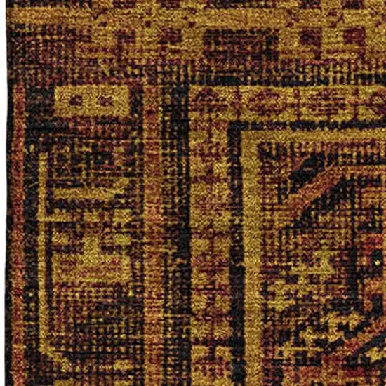 Rust And Black Geometric Washable Area Rug With UV Protection Photo 3