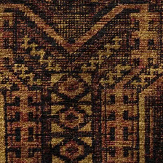 Rust And Black Geometric Washable Area Rug With UV Protection Photo 9