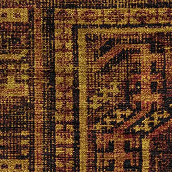 Rust And Black Geometric Washable Area Rug With UV Protection Photo 3