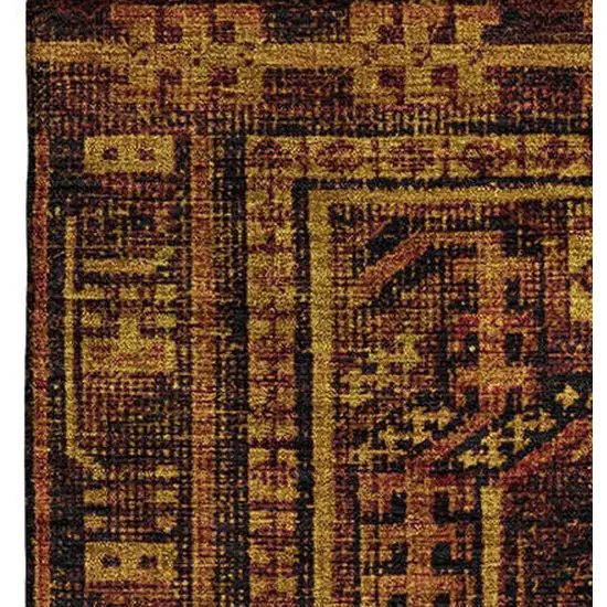 Rust And Black Geometric Washable Area Rug With UV Protection Photo 3