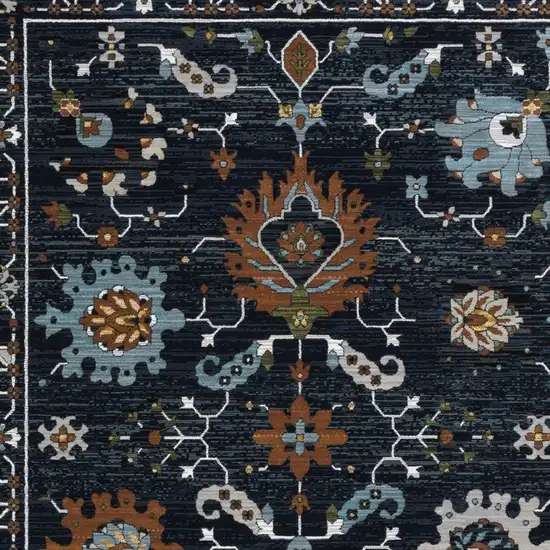 Rust And Black Oriental Area Rug With Fringe Photo 8