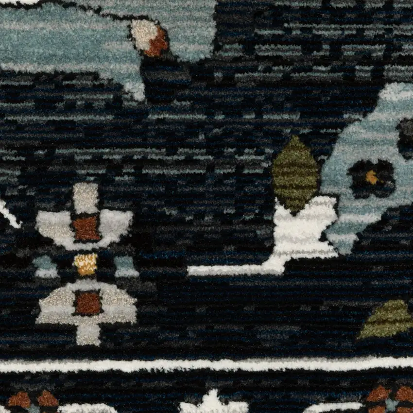 Rust And Black Oriental Area Rug With Fringe Photo 6