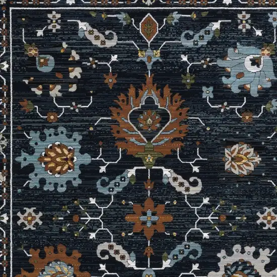 Rust And Black Oriental Area Rug With Fringe Photo 8