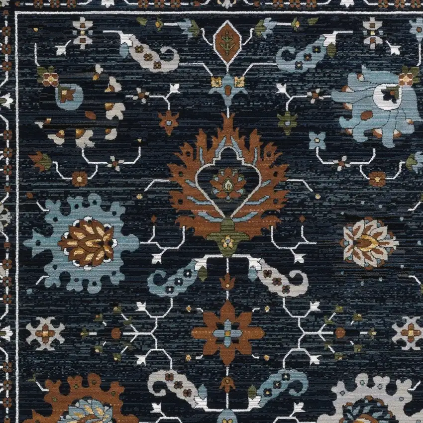 Rust And Black Oriental Area Rug With Fringe Photo 8