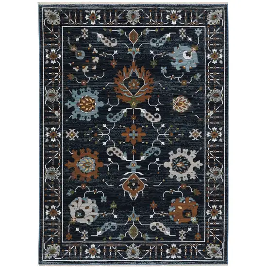 Rust And Black Oriental Area Rug With Fringe Photo 2