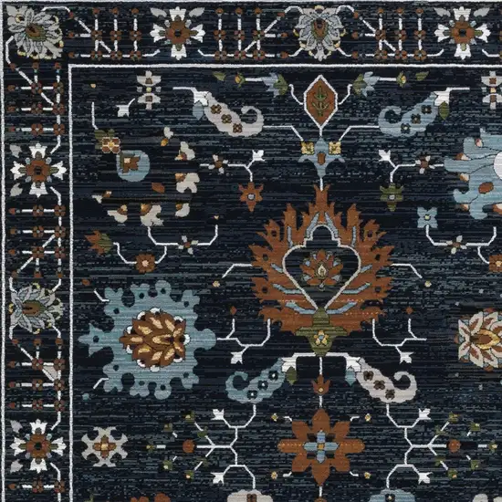 Rust And Black Oriental Area Rug With Fringe Photo 8