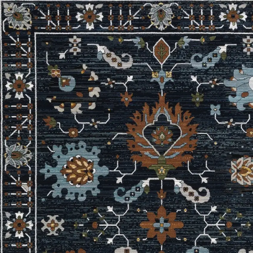 Rust And Black Oriental Area Rug With Fringe Photo 8