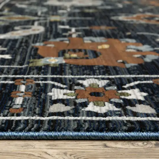 Rust And Black Oriental Area Rug With Fringe Photo 3