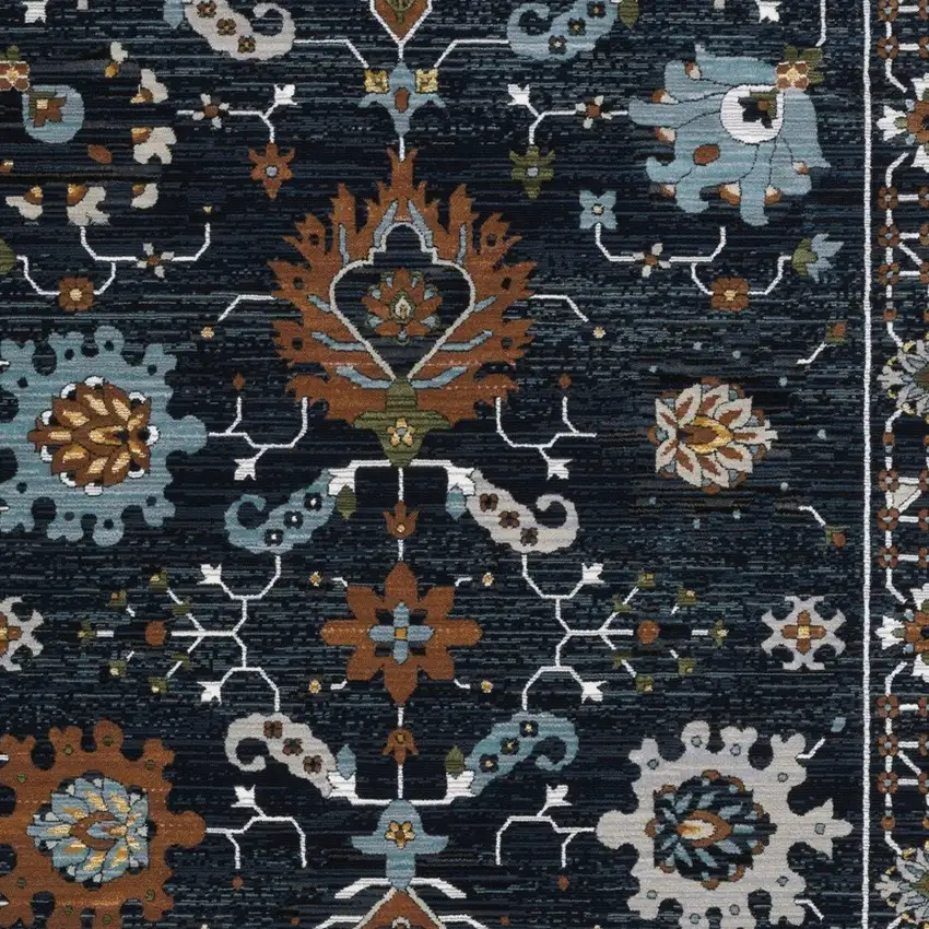 Rust And Black Oriental Area Rug With Fringe Photo 8