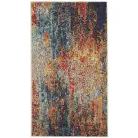 Photo of Rust And Blue Abstract Power Loom Non Skid Area Rug