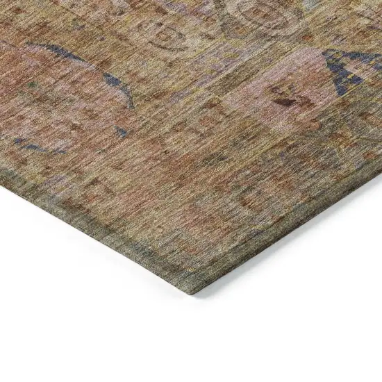 Rust And Blue Medallion Washable Indoor Outdoor Area Rug Photo 7