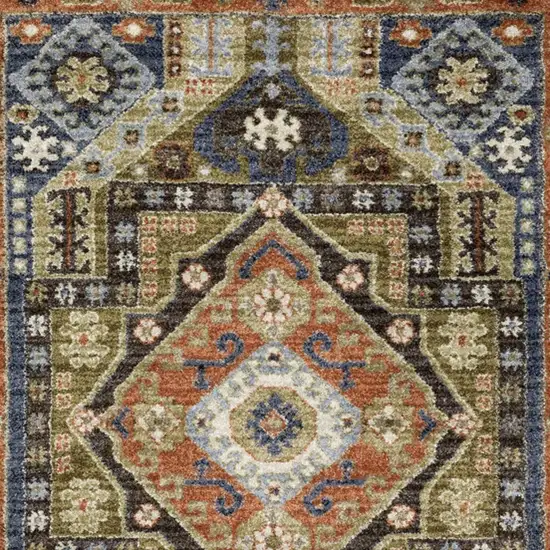 Rust And Blue Oriental Area Rug Photo 3