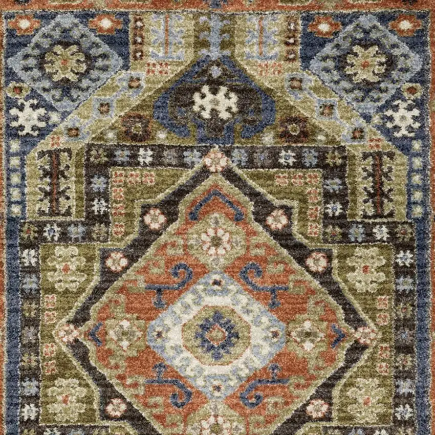 Rust And Blue Oriental Area Rug Photo 3