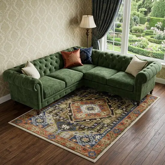 Rust And Blue Oriental Area Rug Photo 1