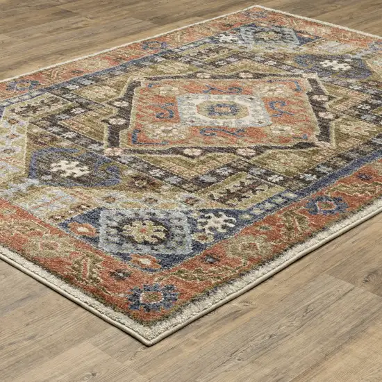 Rust And Blue Oriental Area Rug Photo 7