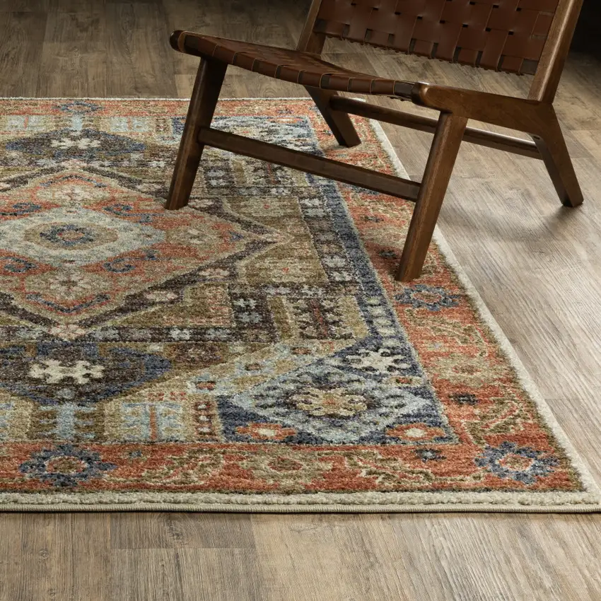 Rust And Blue Oriental Area Rug Photo 5