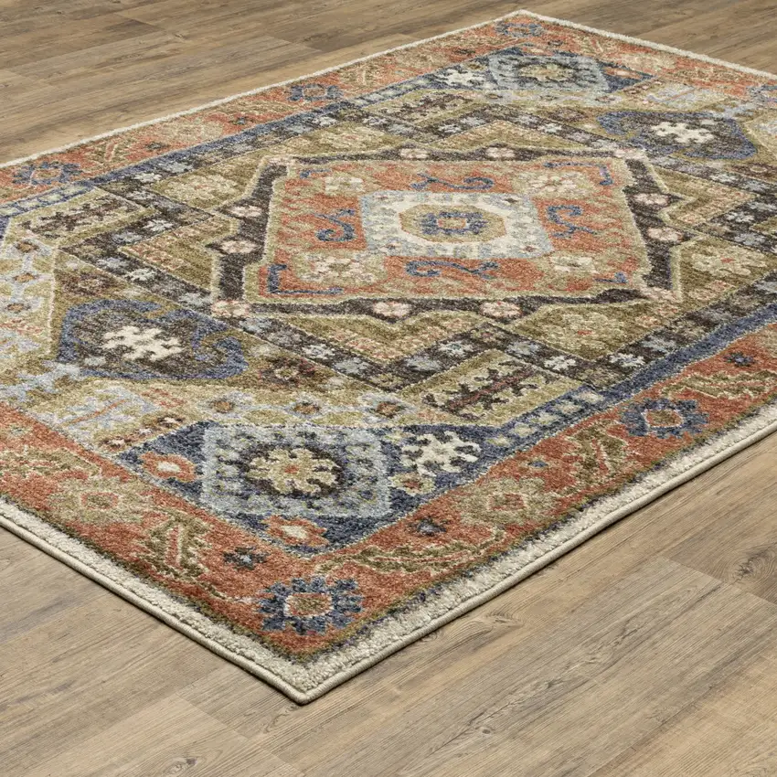 Rust And Blue Oriental Area Rug Photo 7