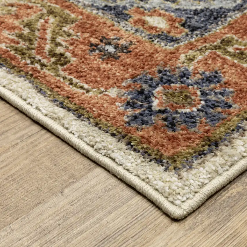 Rust And Blue Oriental Area Rug Photo 6