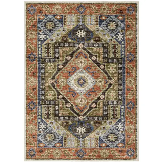 Rust And Blue Oriental Area Rug Photo 2
