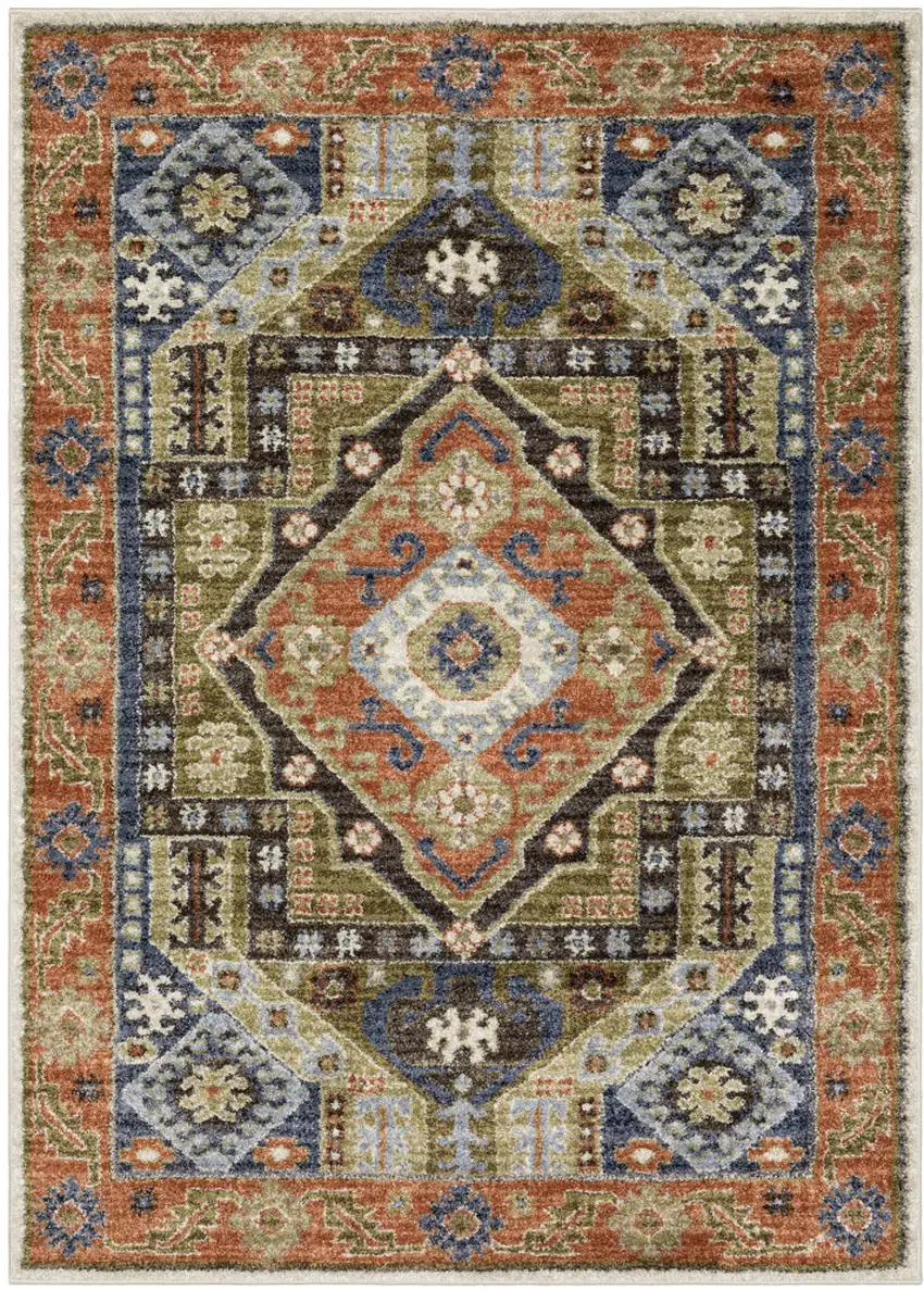 Rust And Blue Oriental Area Rug Photo 2