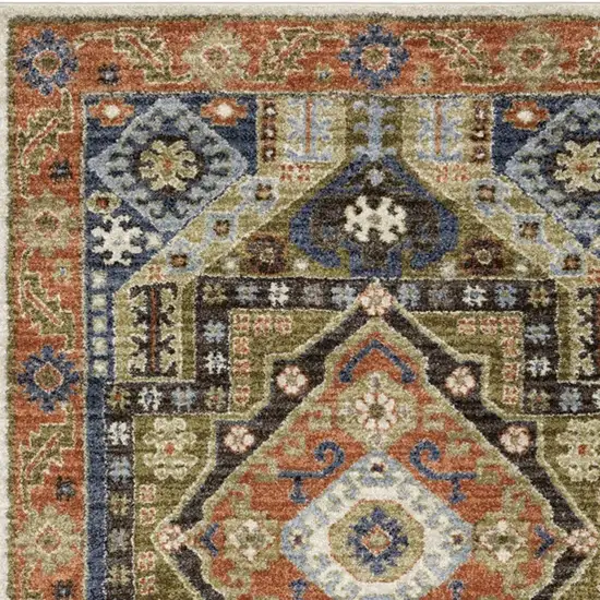 Rust And Blue Oriental Area Rug Photo 3