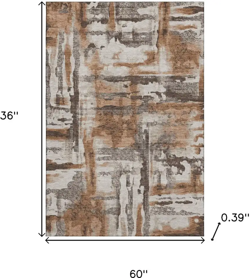 Rust And Brown Abstract Washable Area Rug With UV Protection Photo 9